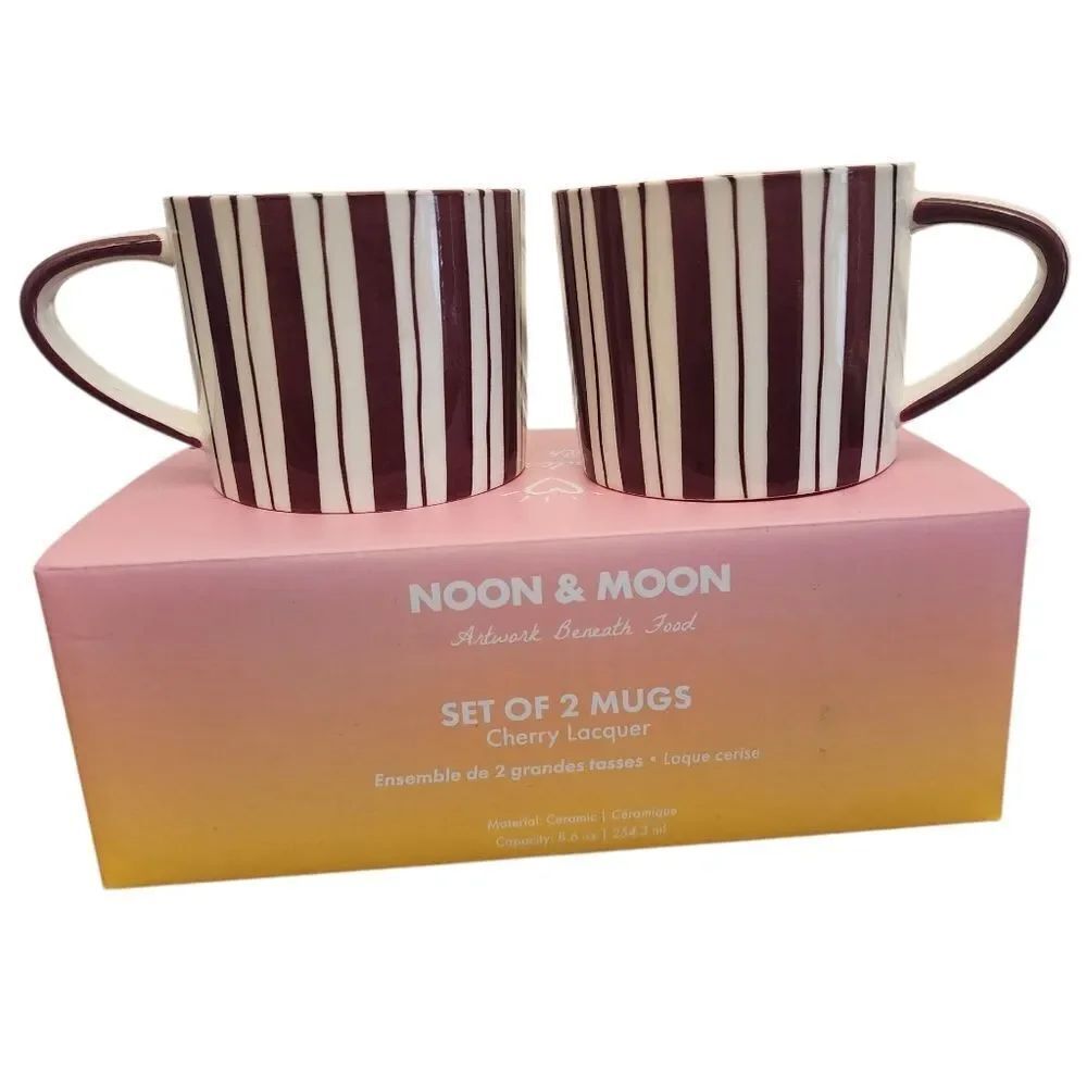 Noon & Moon Cherry Lacquer Striped Mugs
